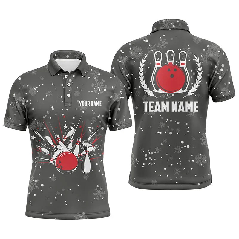 Mens Bowling Polo Shirts Custom Christmas Retro Bowling Team Mens Bowler Jerseys, Bowling Gifts