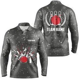 Mens Bowling Polo Shirts Custom Christmas Retro Bowling Team Mens Bowler Jerseys, Bowling Gifts