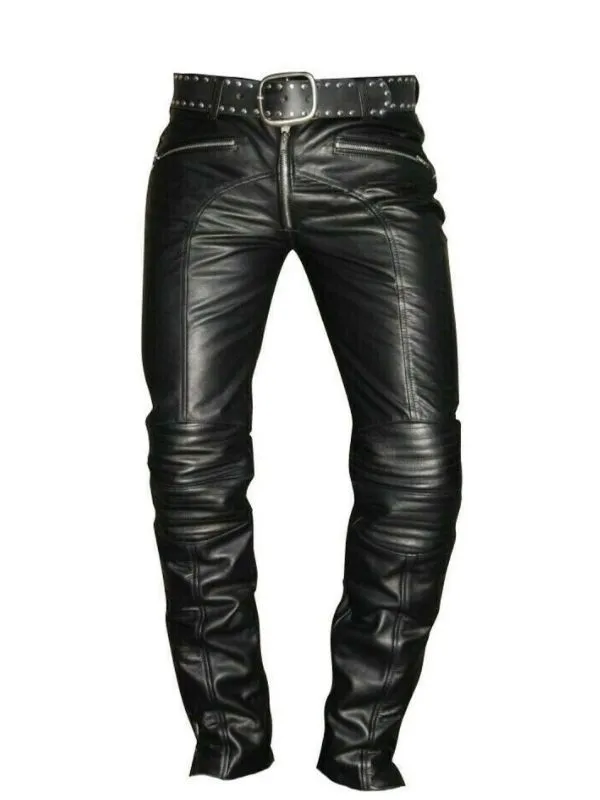 Men's Real Leather Biker Pants