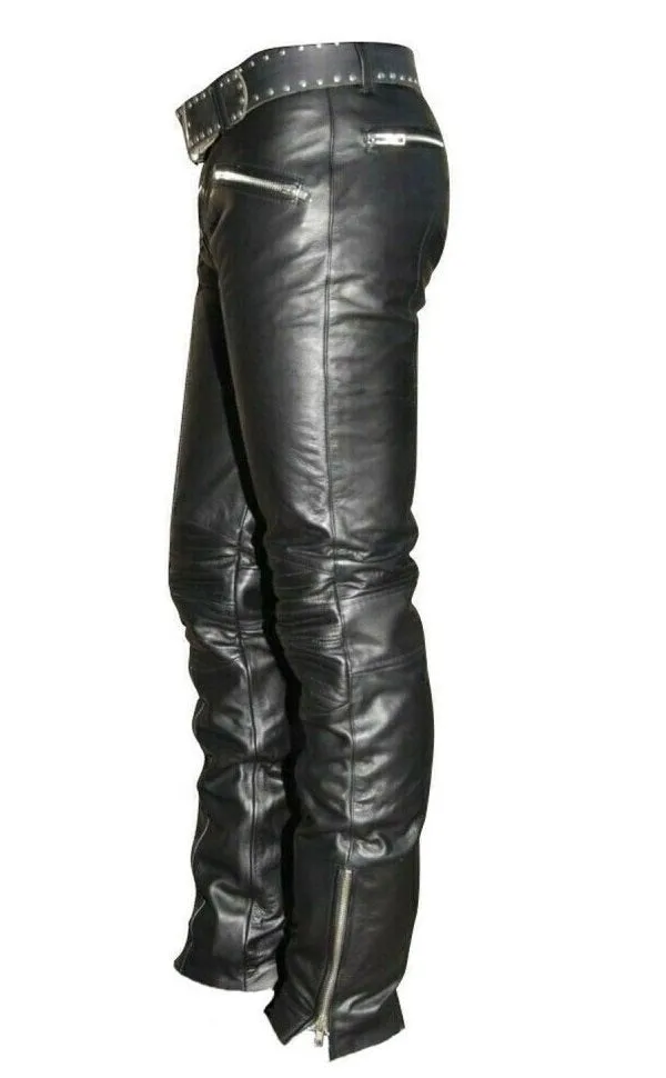 Men's Real Leather Biker Pants