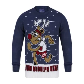 Mens Running Reindeer Run Rudolph Run Christmas Jumper