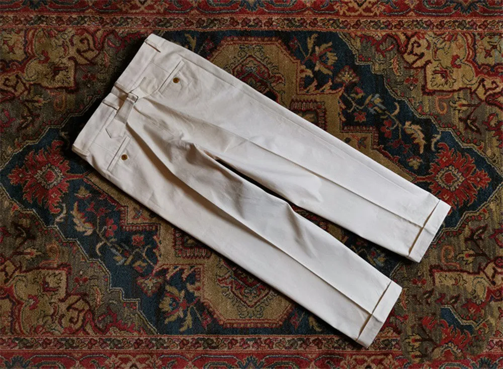 Men's Selvedge Wide Leg High Waist Chino Pants