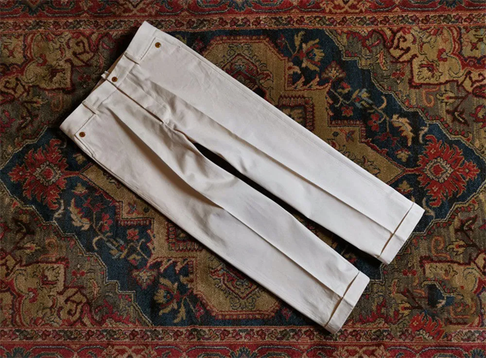 Men's Selvedge Wide Leg High Waist Chino Pants