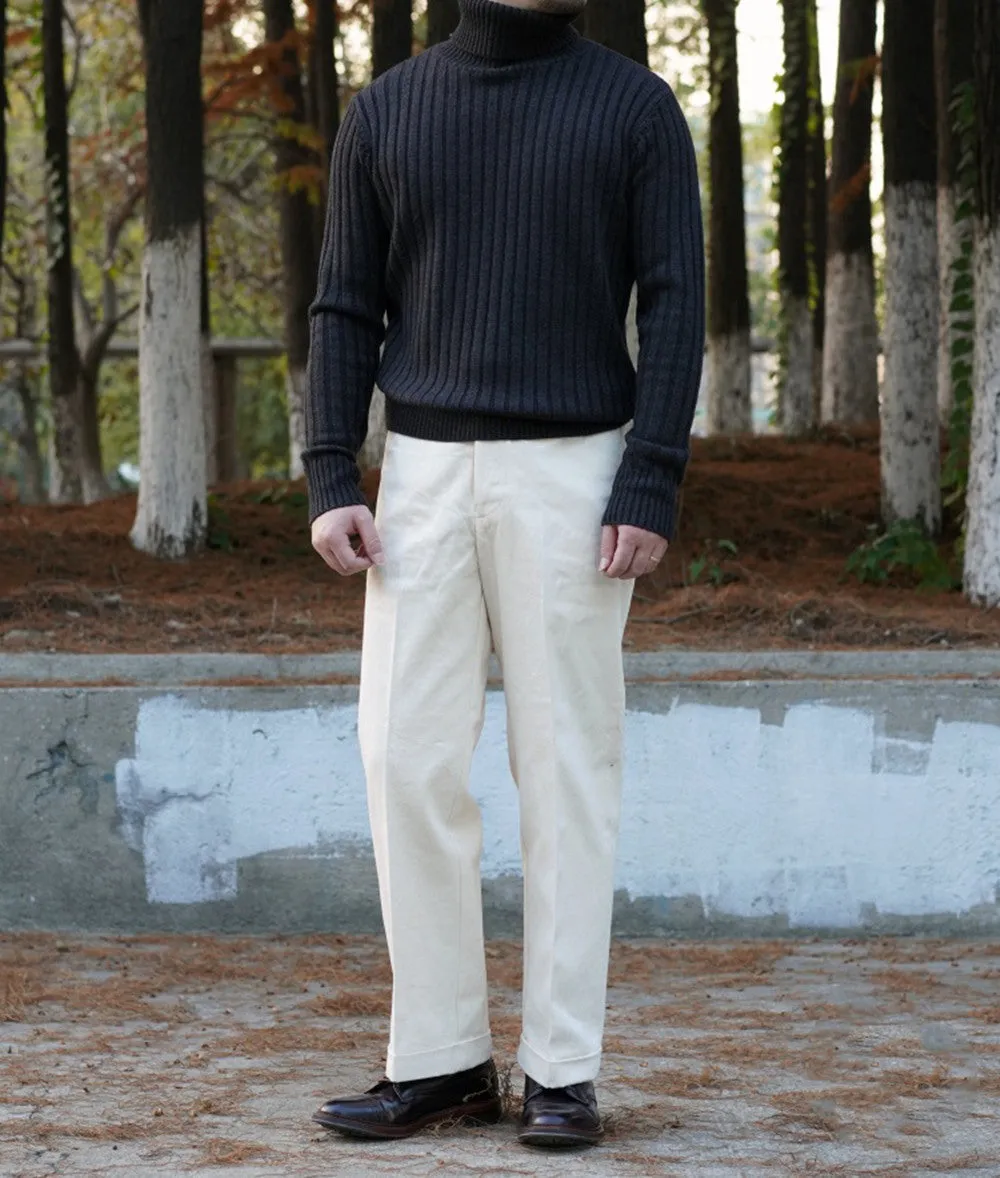 Men's Selvedge Wide Leg High Waist Chino Pants