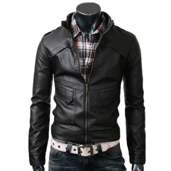 Mens Slim Fit Leather Jacket Leather biker Jackets Men's