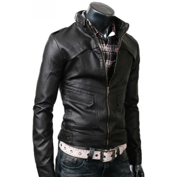 Mens Slim Fit Leather Jacket Leather biker Jackets Men's