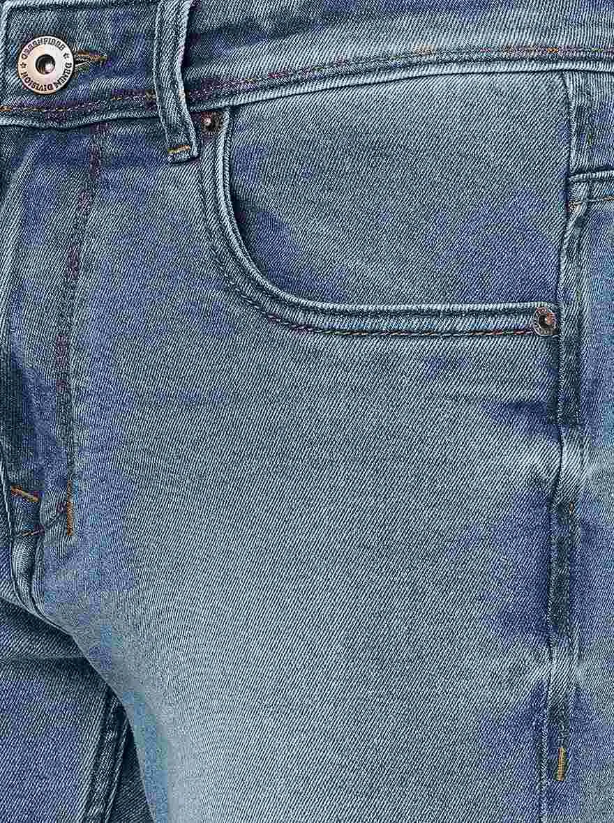 Mid Blue Solid Straight Fit Jeans | Greenfibre