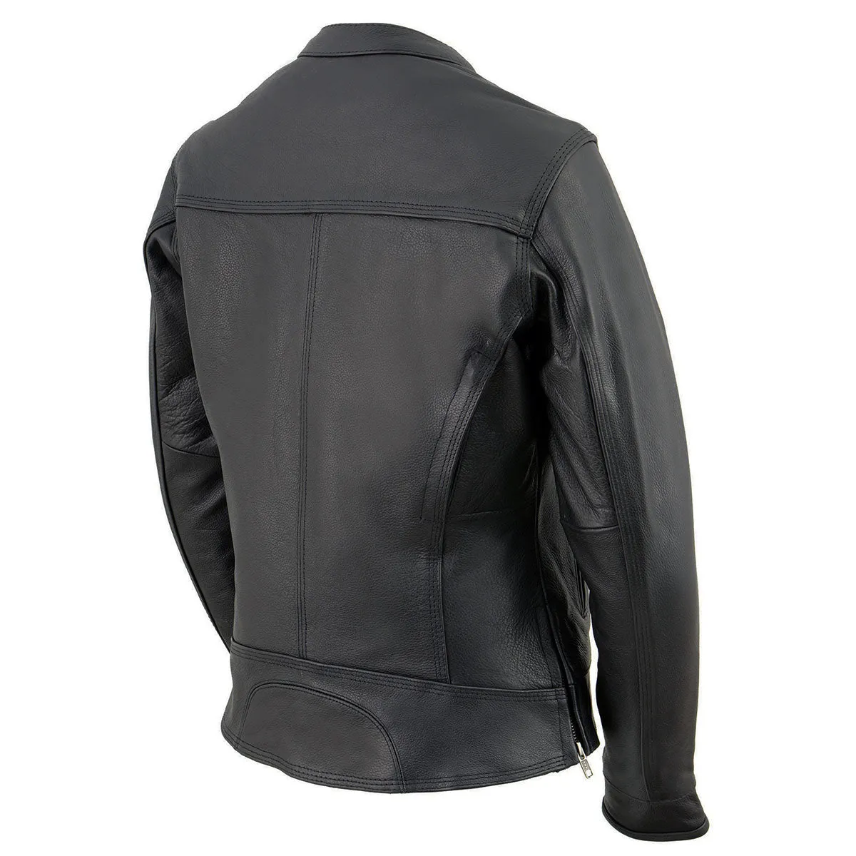 Milwaukee Leather MLL2552 Women's Cool-Tec Black Leather Scooter Triple Stitch Motorcycle Jacket