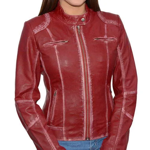 Milwaukee Leather SFL2830 Women's Red Scuba Style Sheepskin Fashion Leather Jacket