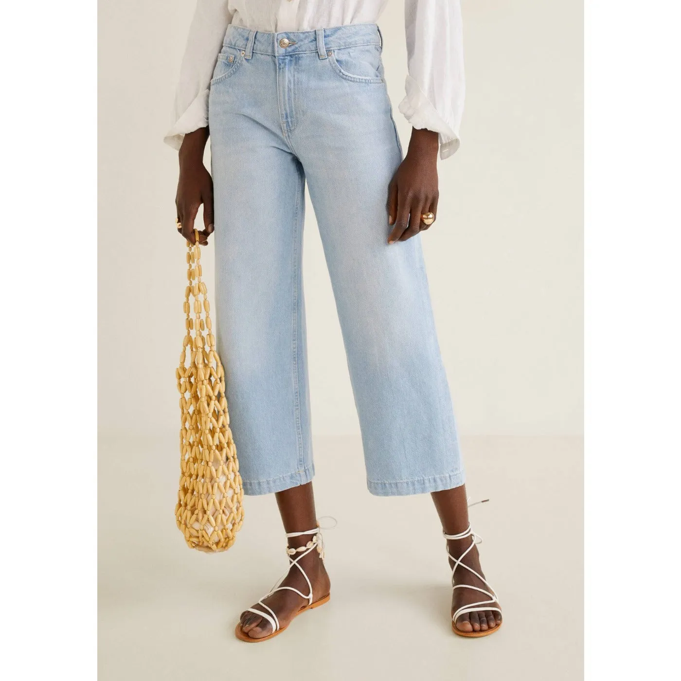 MNG Light Blue Culotte relaxed jeans