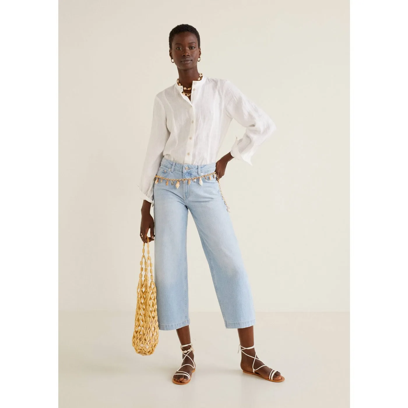 MNG Light Blue Culotte relaxed jeans