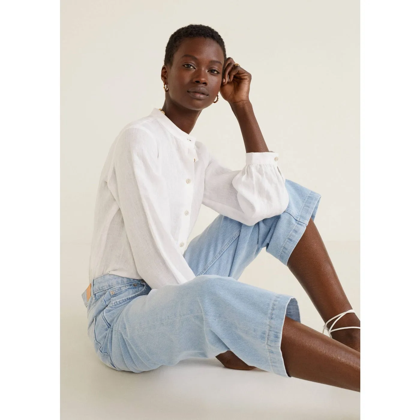 MNG Light Blue Culotte relaxed jeans