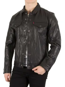 New Handmade Black Color Stylish Leather Casual Button Jacket