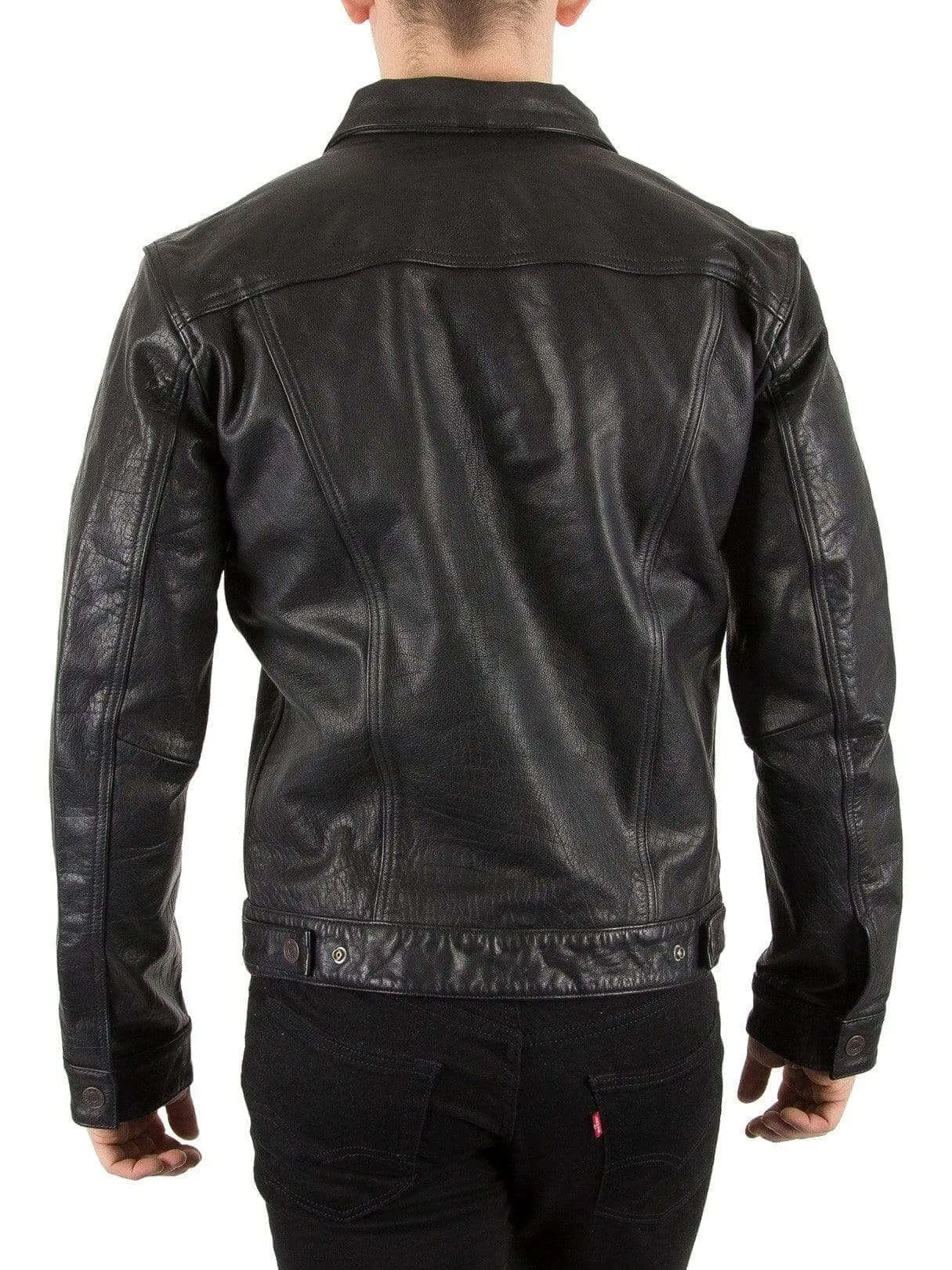 New Handmade Black Color Stylish Leather Casual Button Jacket