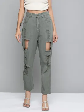 Olive Vintage Distress Jeans