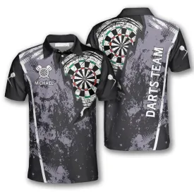 Personalized Grunge Lightning Custom Darts Polo Shirts, Unisex Dart Polo Shirt, Dart Shirts For Him, Dart Player Gift