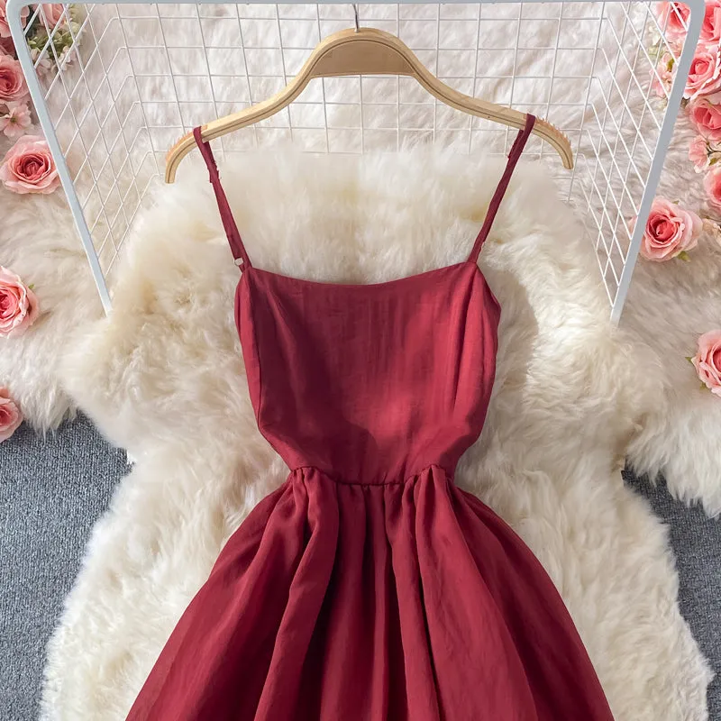 Red A line bow short dress fashion dress    S07