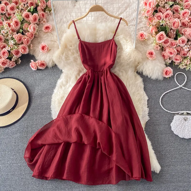 Red A line bow short dress fashion dress    S07