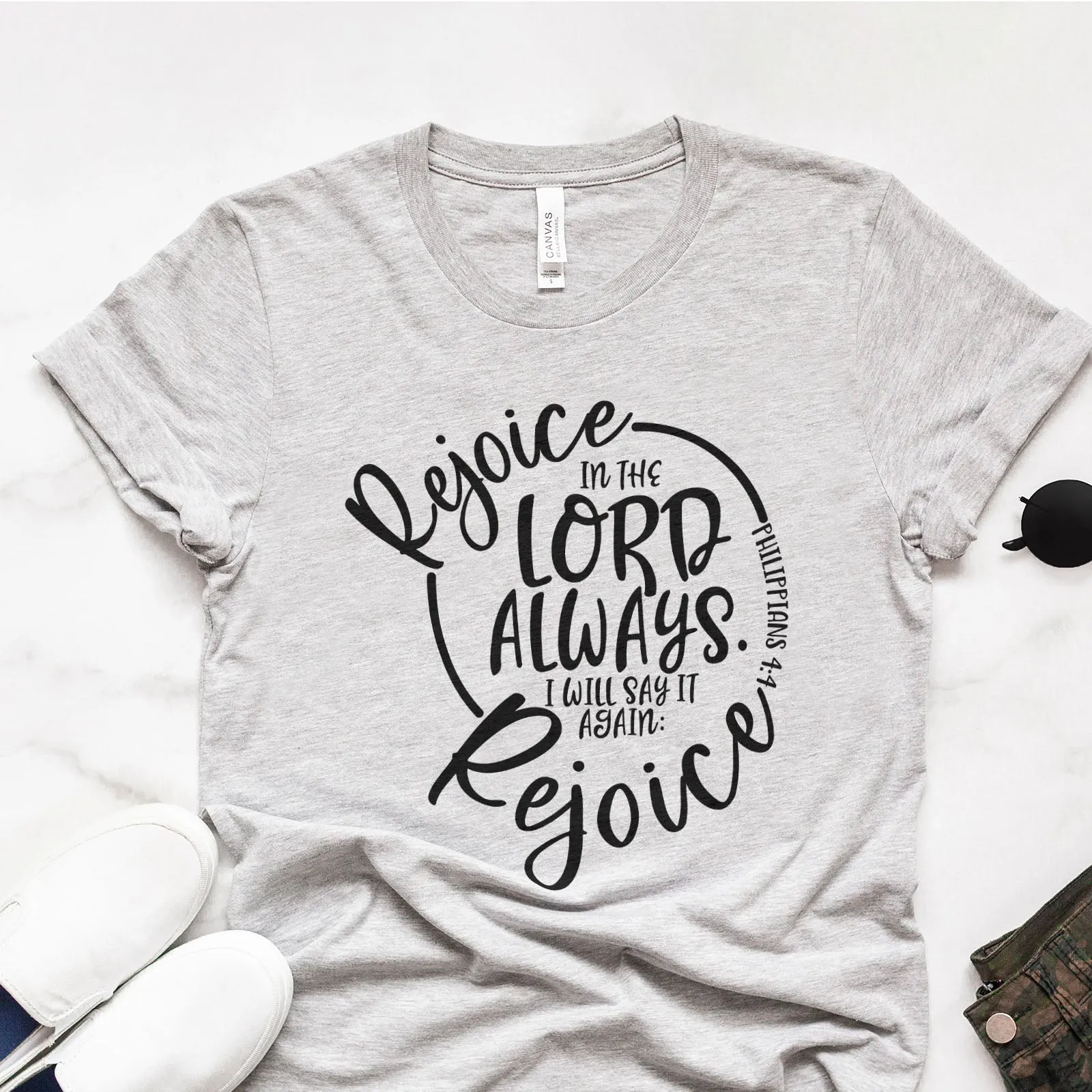 Rejoice in the Lord Philippians 4:4 Tee Shirts For Women - Christian Shirts for Women - Religious Tee Shirts