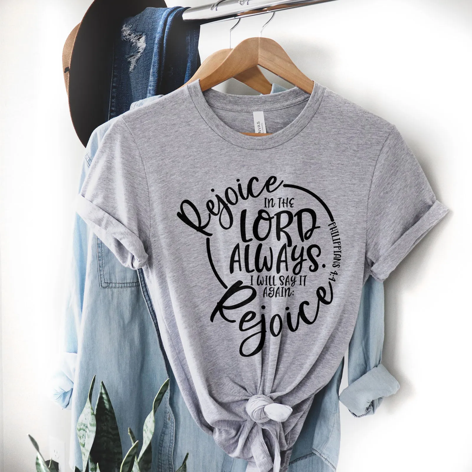 Rejoice in the Lord Philippians 4:4 Tee Shirts For Women - Christian Shirts for Women - Religious Tee Shirts