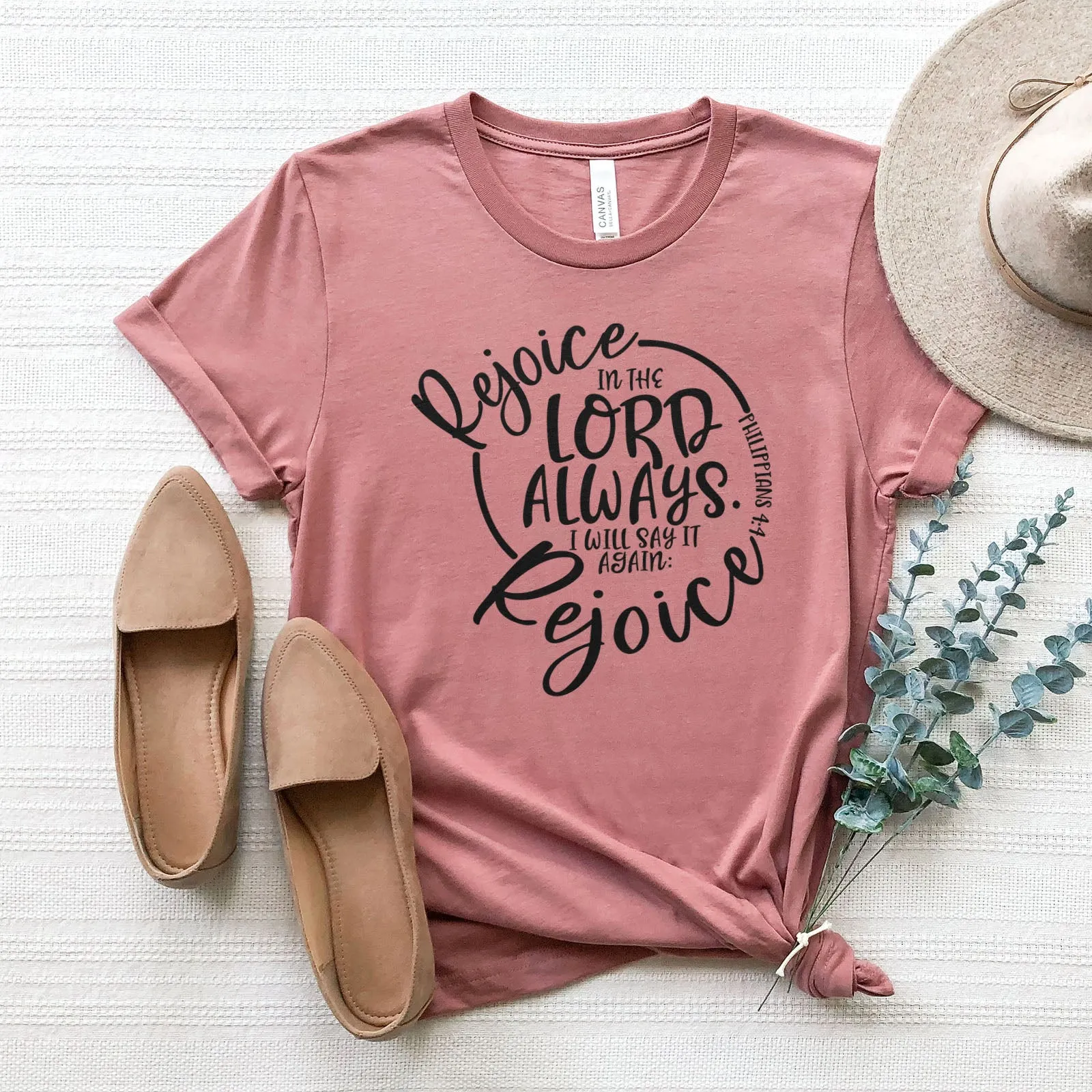 Rejoice in the Lord Philippians 4:4 Tee Shirts For Women - Christian Shirts for Women - Religious Tee Shirts