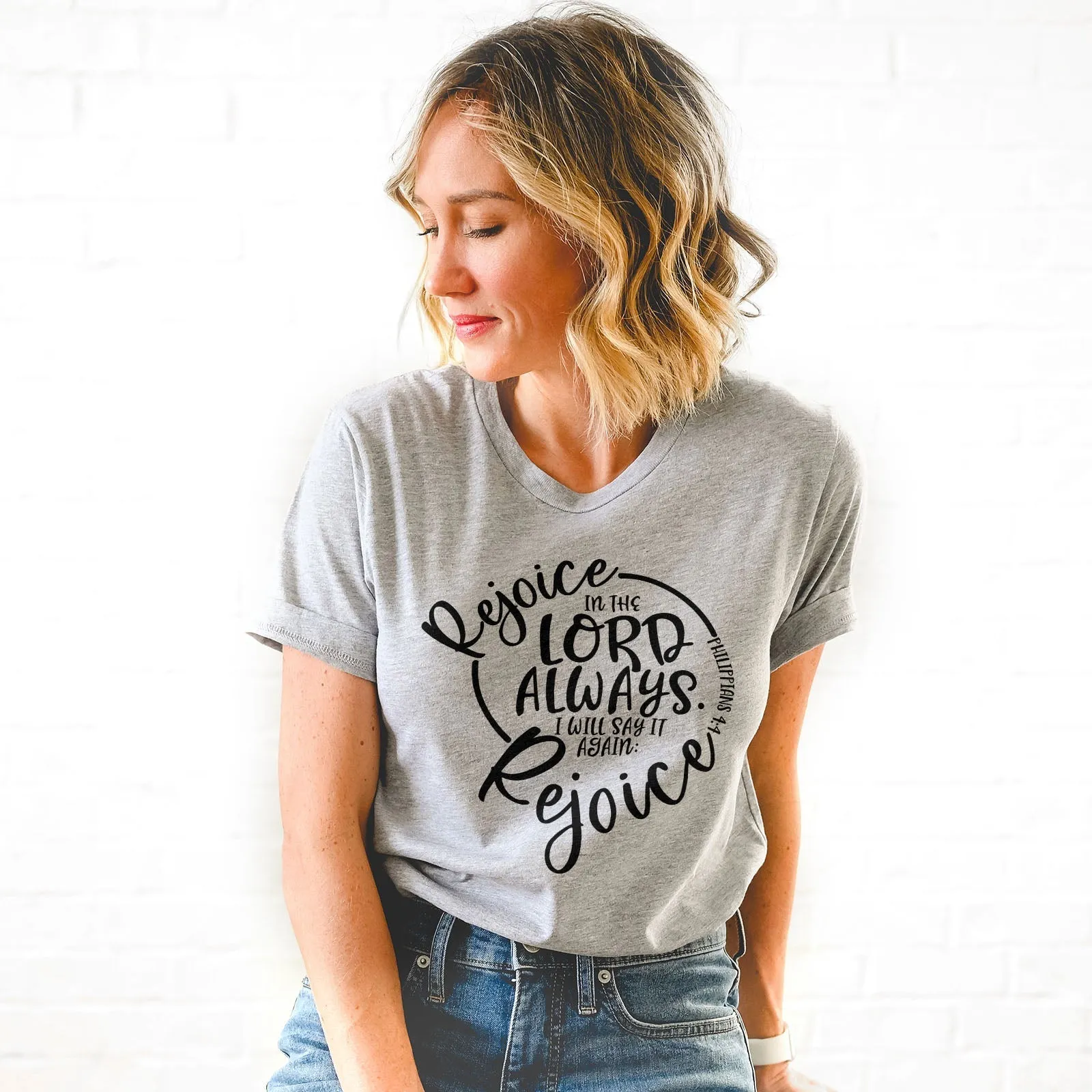 Rejoice in the Lord Philippians 4:4 Tee Shirts For Women - Christian Shirts for Women - Religious Tee Shirts