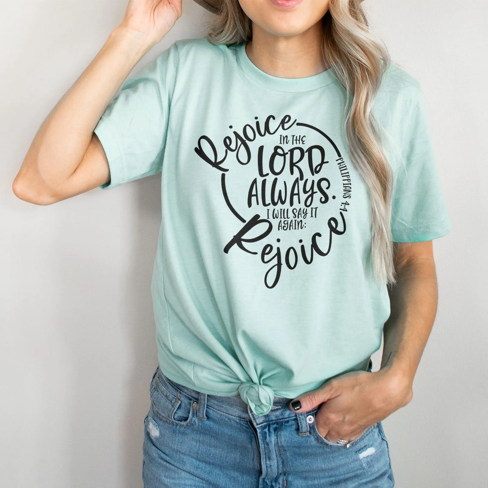 Rejoice in the Lord Philippians 4:4 Tee Shirts For Women - Christian Shirts for Women - Religious Tee Shirts