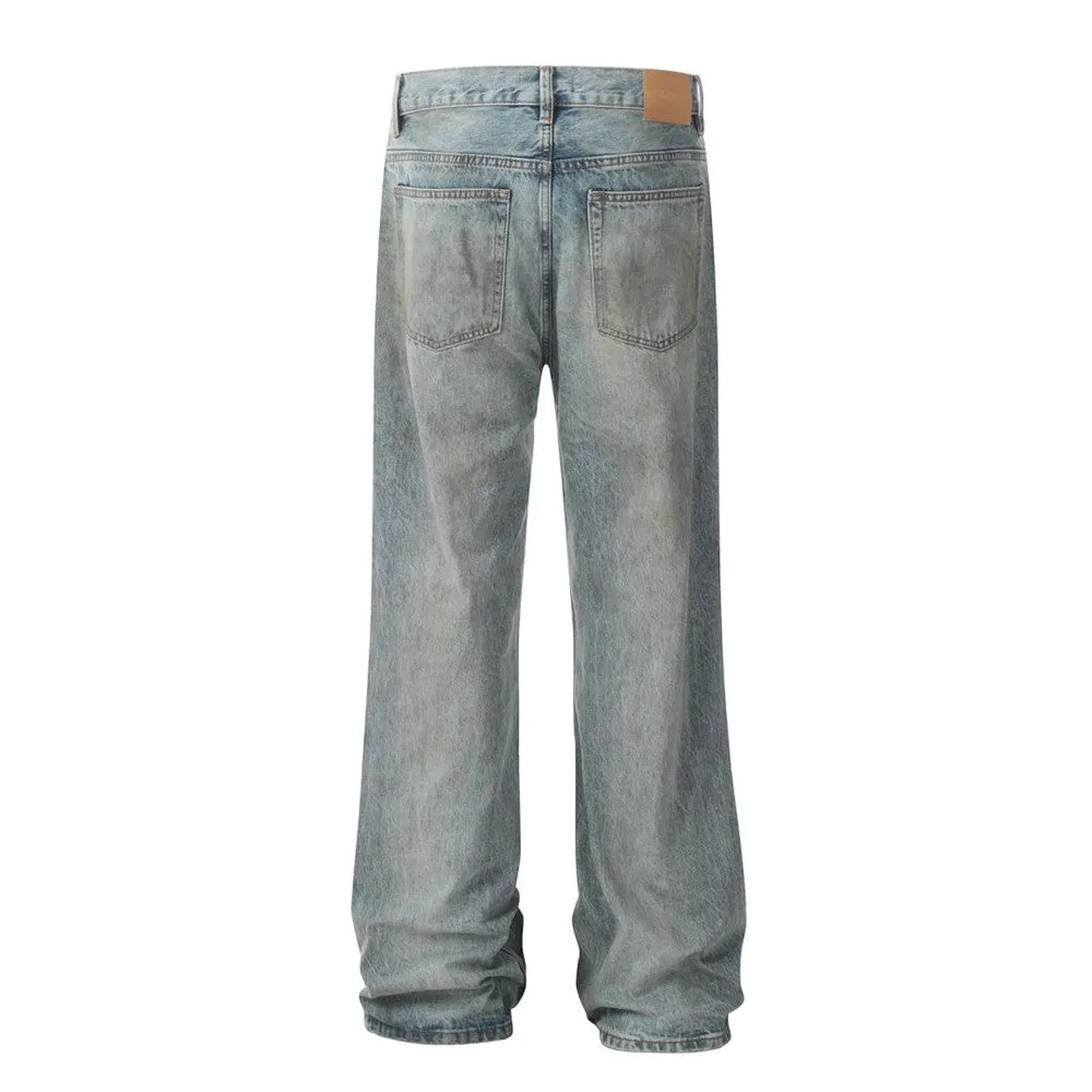 Ripped Dirty Denim Baggy Pants Men