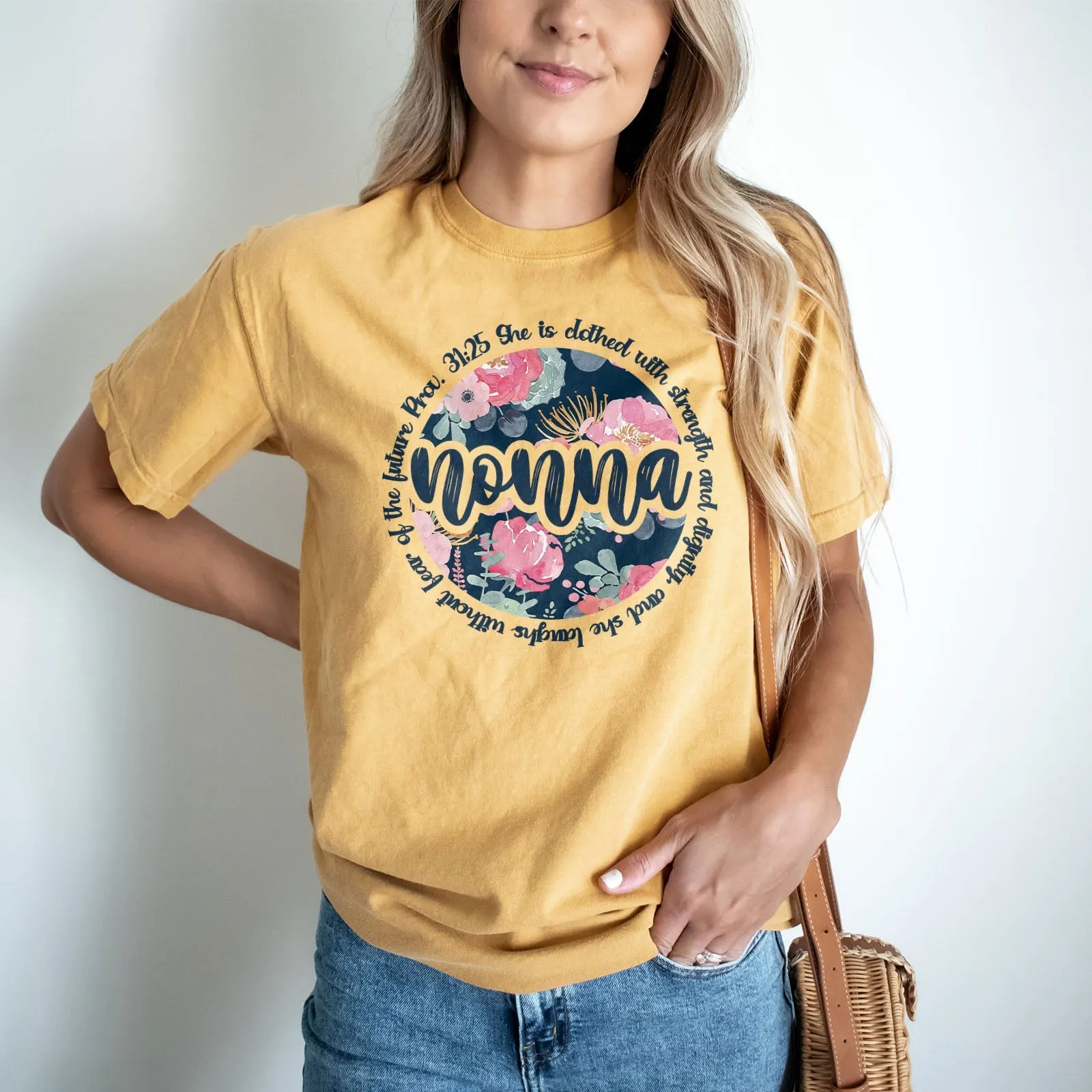 She Is Clothed With Strength Nonna Tee Shirts For Women - Christian Shirts for Women - Religious Tee Shirts