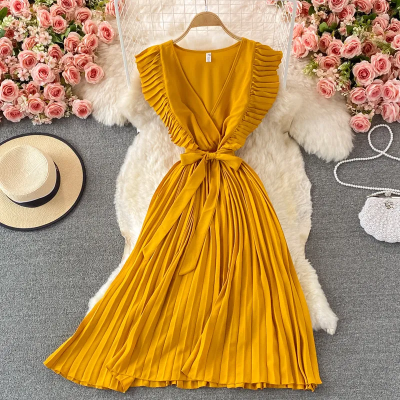 Simple V-neck chiffon short dress fashion dress     S291