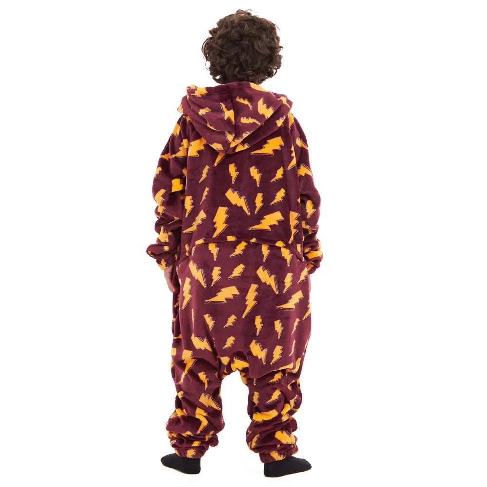 Snuggs Kids Blanket Onesie Dark Red Bolt