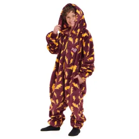 Snuggs Kids Blanket Onesie Dark Red Bolt