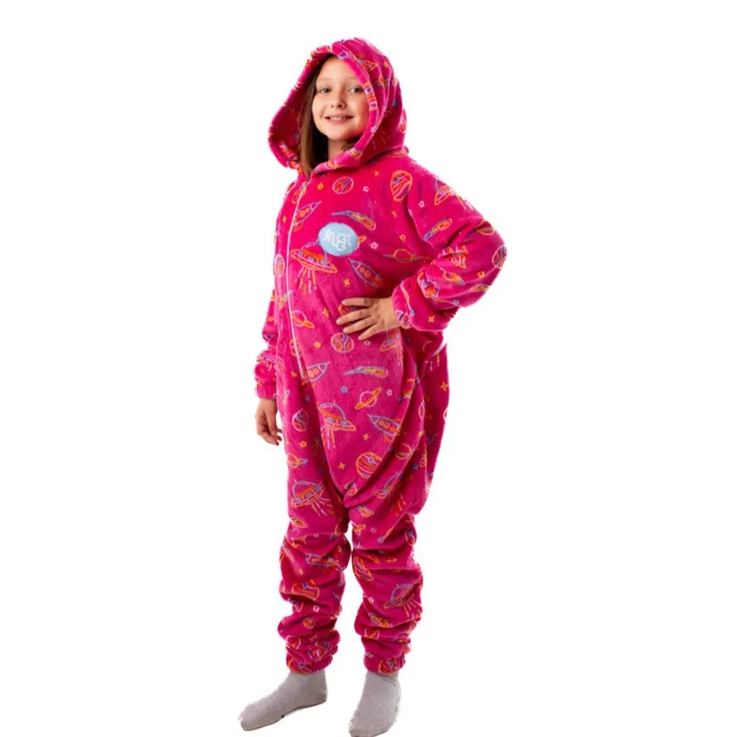 Snuggs Kids Blanket Onesie Fuchsia Space