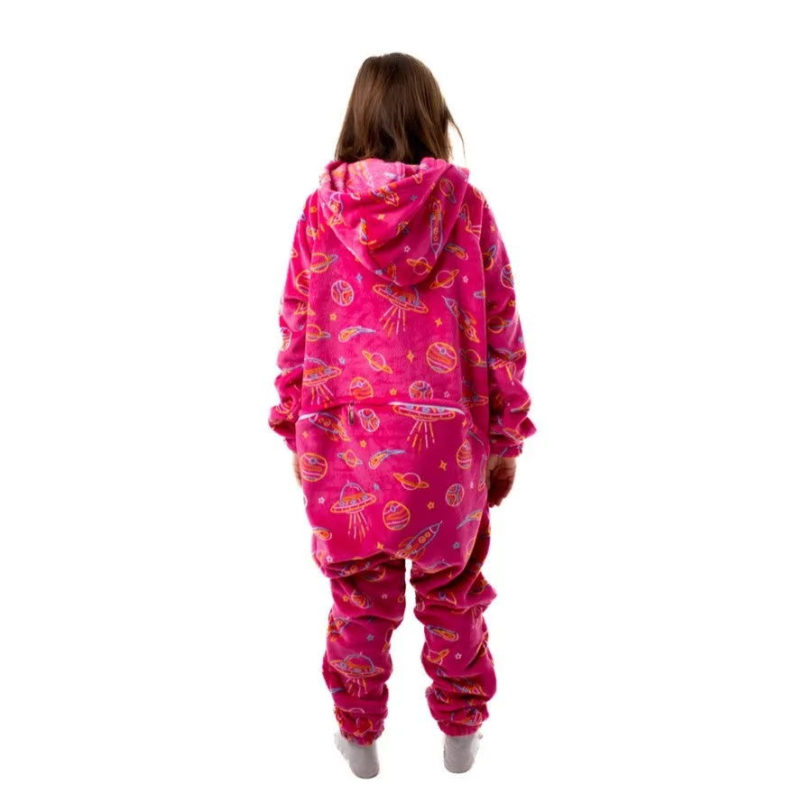 Snuggs Kids Blanket Onesie Fuchsia Space