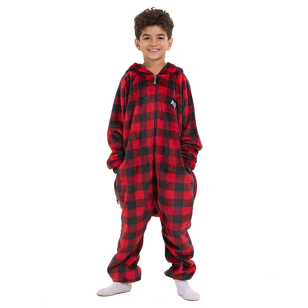 Snuggs Kids Blanket Onesie Red checkered