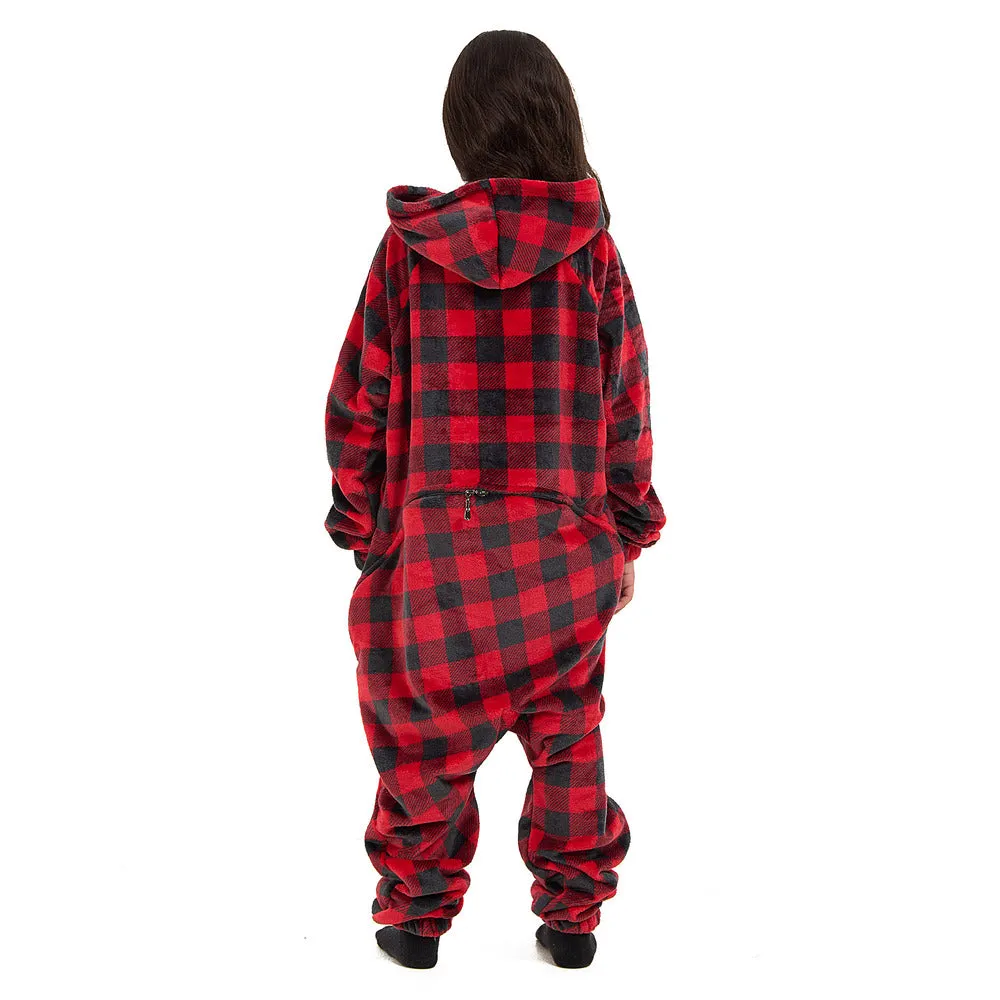 Snuggs Kids Blanket Onesie Red checkered