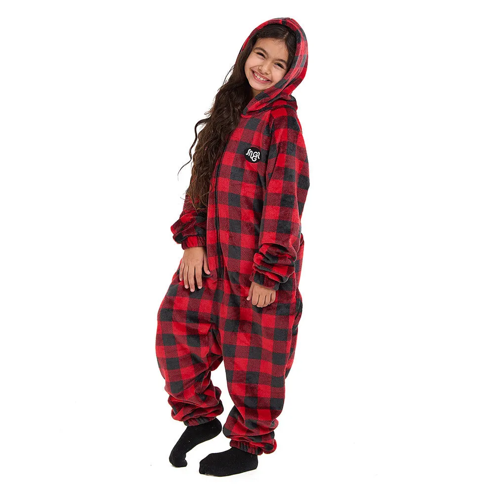 Snuggs Kids Blanket Onesie Red checkered