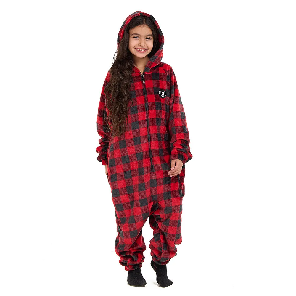 Snuggs Kids Blanket Onesie Red checkered