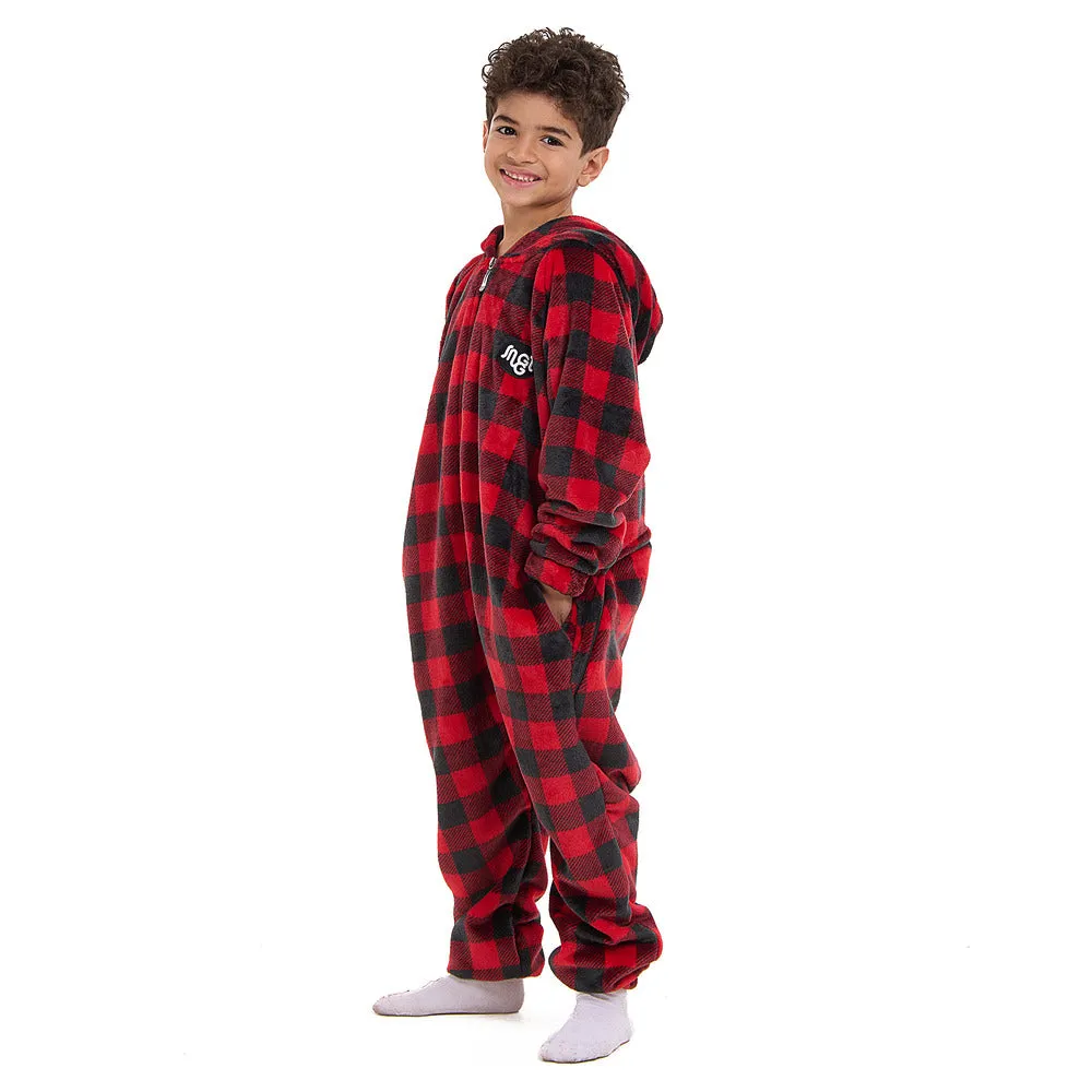 Snuggs Kids Blanket Onesie Red checkered