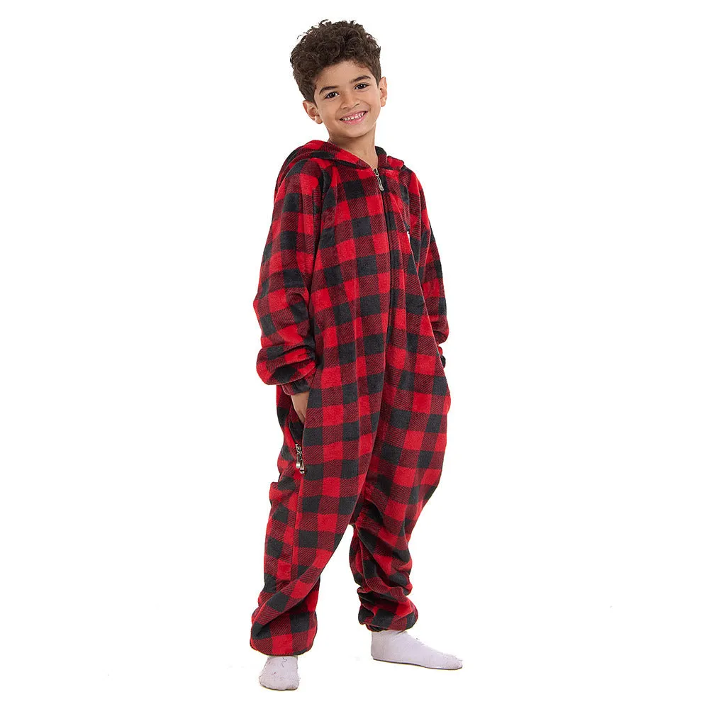 Snuggs Kids Blanket Onesie Red checkered