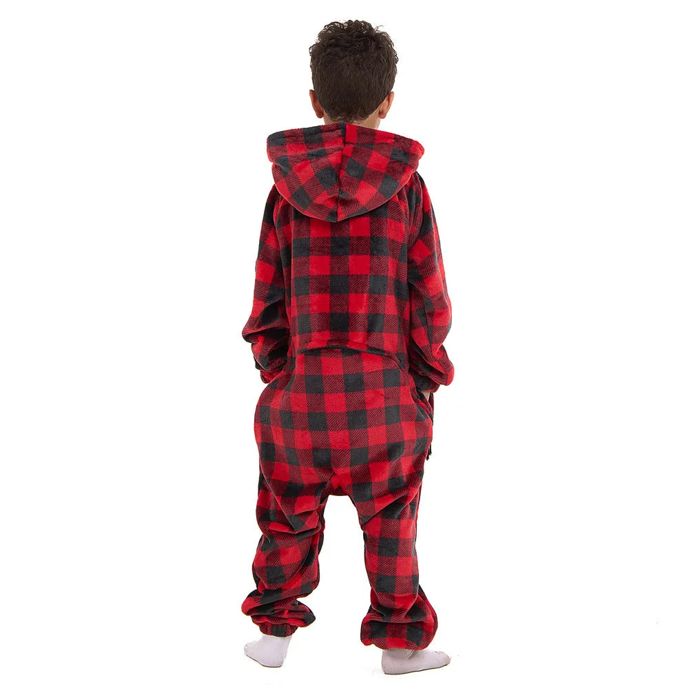 Snuggs Kids Blanket Onesie Red checkered