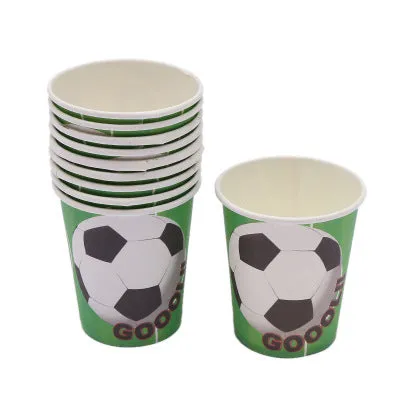 Soccer Football Kids Boy Birthday Party Decoration Cup Plate Napkin Banner Hat Straw Loot bag Tablecloth Party Supplies Set