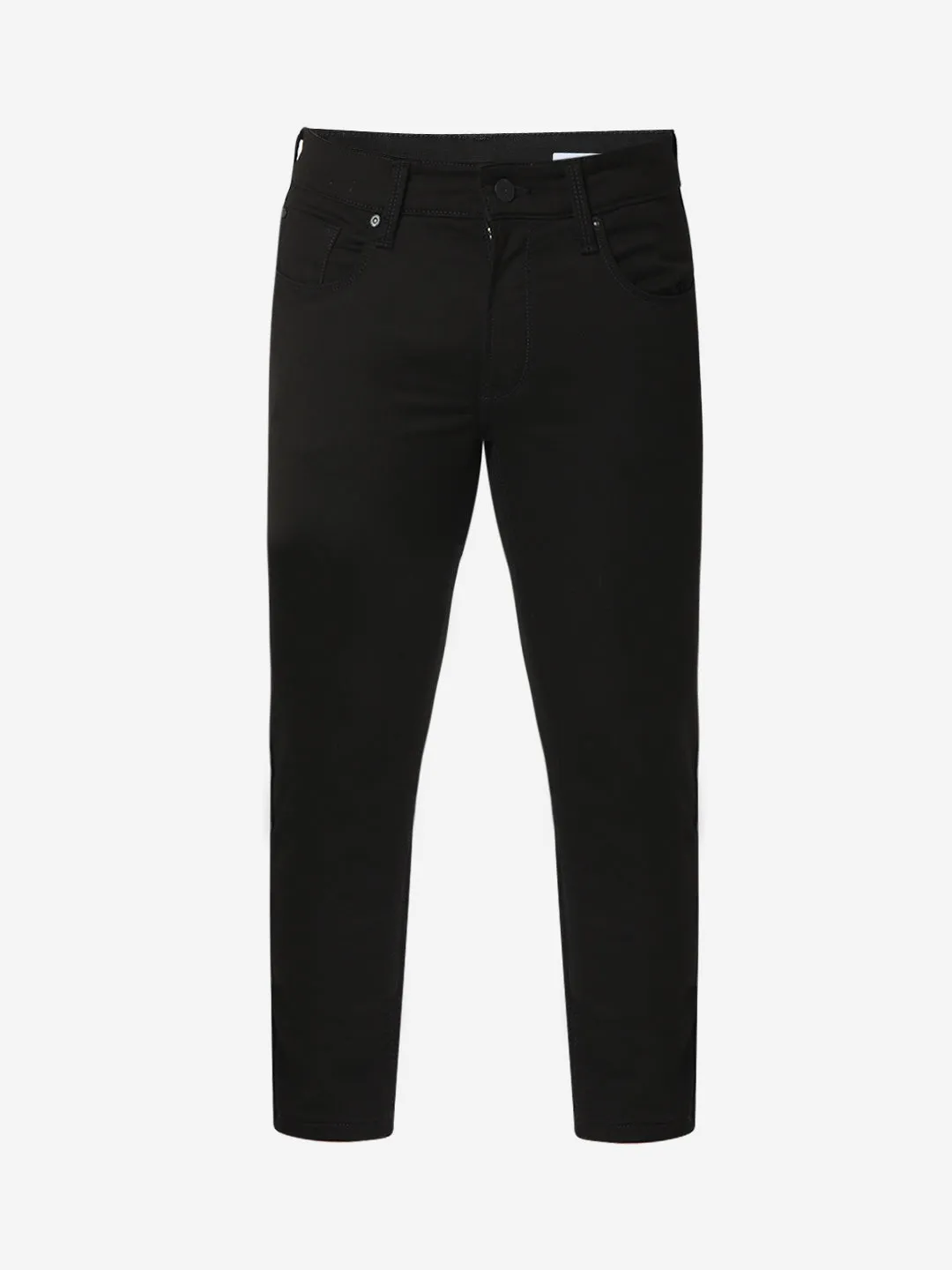 Spykar Black Cotton Super Slim Fit Tapered Length Jeans For Men