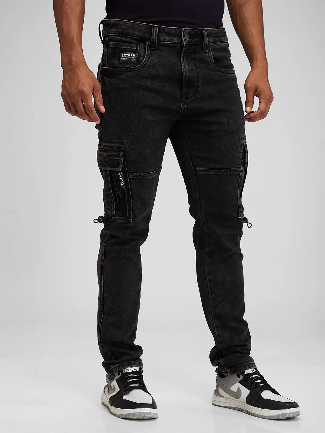 Spykar Black Regular Fit Mid Rise Jeans For Men