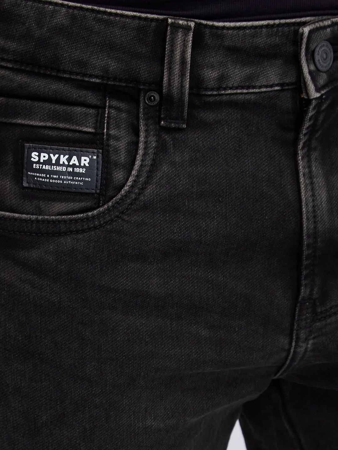 Spykar Black Regular Fit Mid Rise Jeans For Men