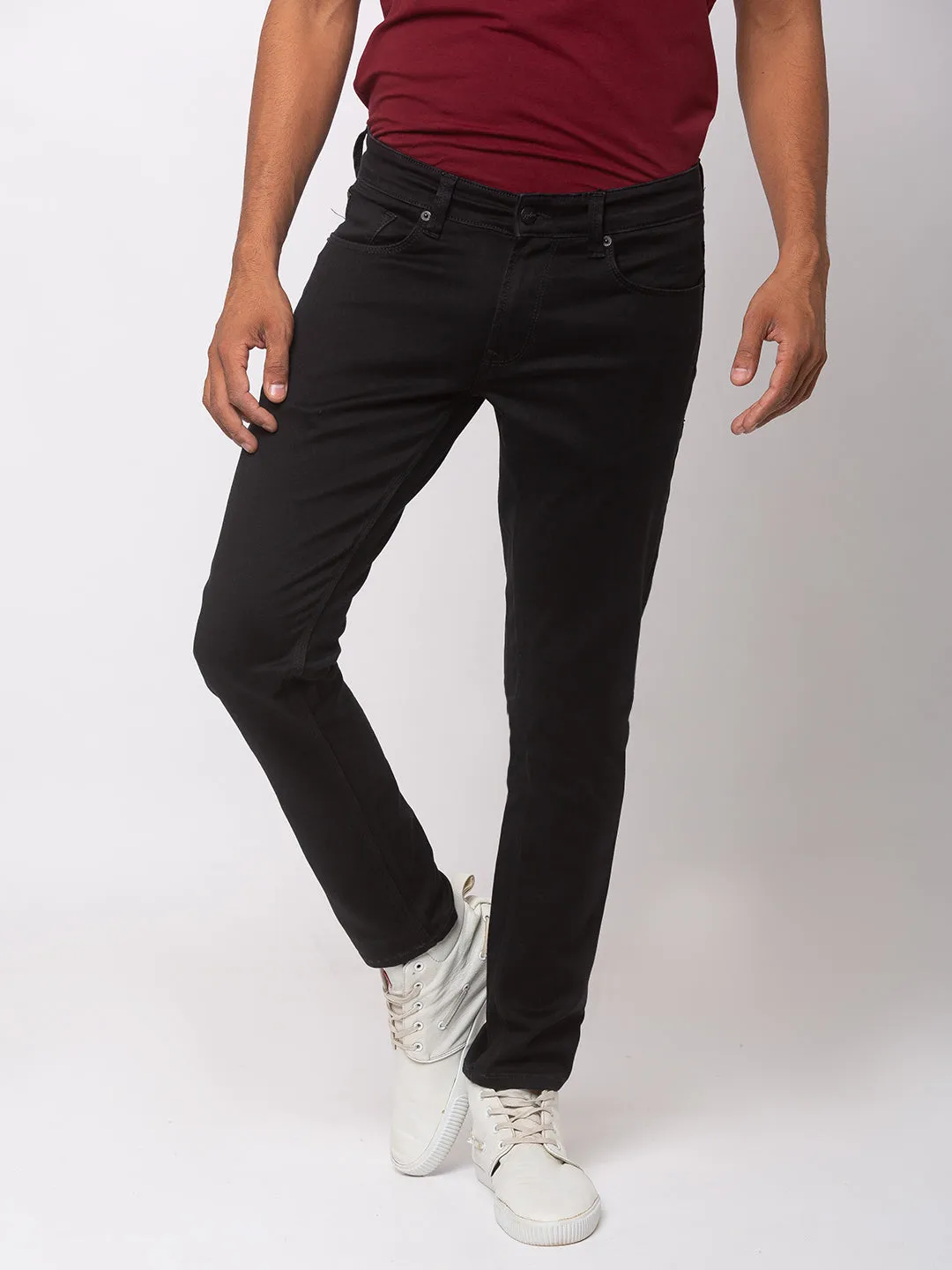 Spykar Cotton Black Super Slim Fit Jeans For Men (Super Skinny)