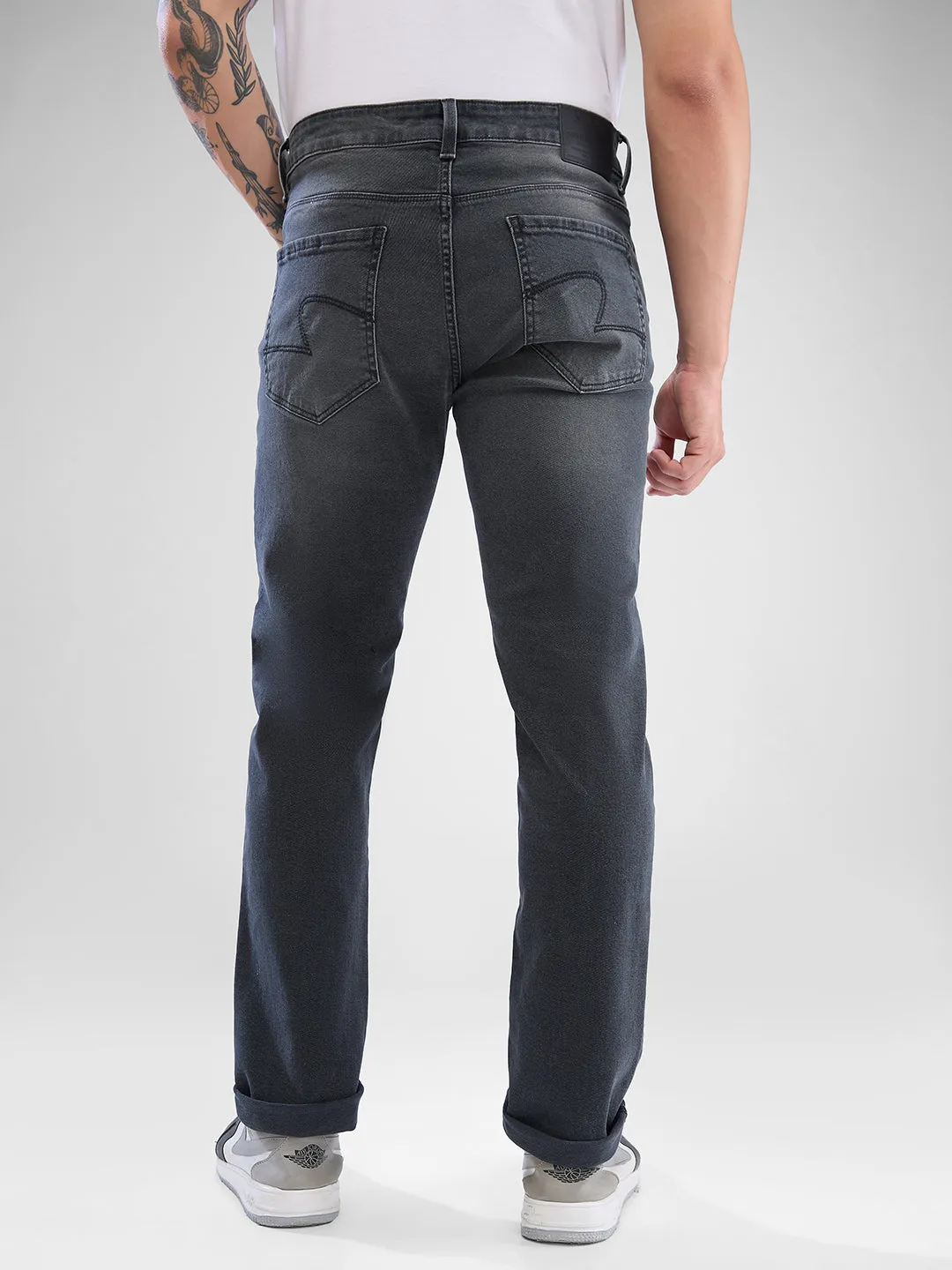 Spykar Dark Grey Regular Jeans For Men