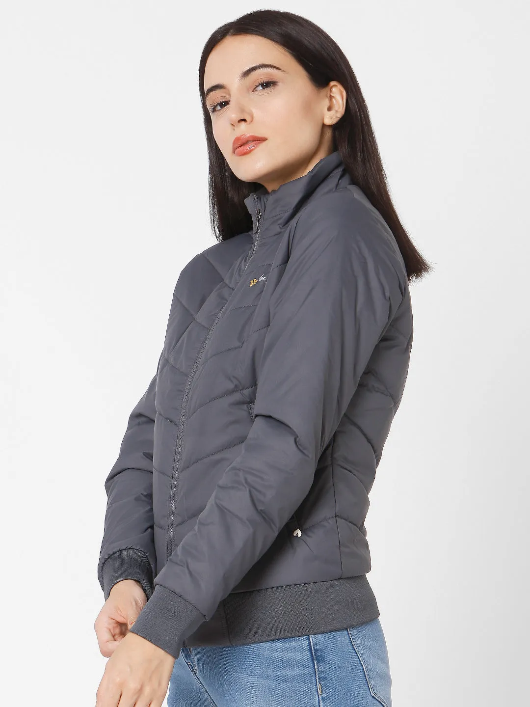 Spykar Grey Polyester Women Jacket