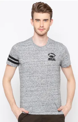 Spykar Grey Printed Slim Fit Men T-Shirts