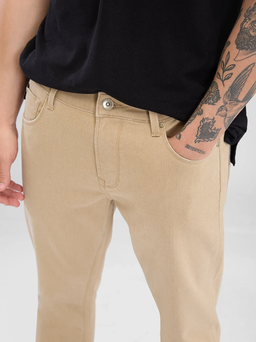 Spykar Khaki Slim Fit Jeans For Men